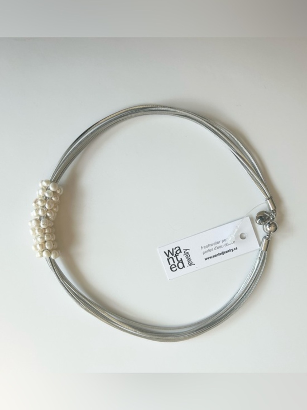 NWT WANTED JEWELRY Multi-Strand Choker Necklace, White Freshwater Pearl Cluster